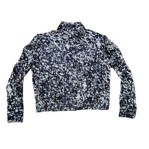 Vintage Notations Women’s Button Down  Snake Skin Pattern Blouse Small Black